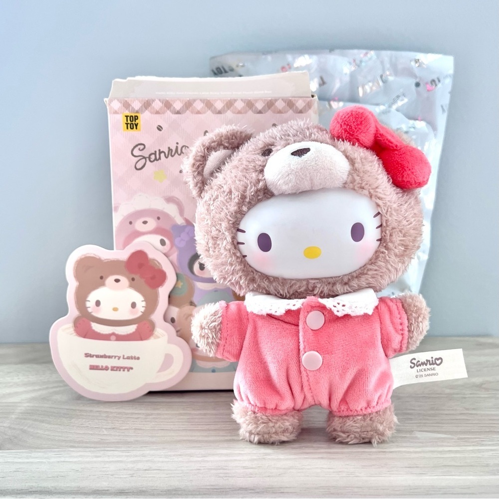 Sanrio Characters Latte Baby Vinyl Plush Pendant - Strawberry Latte Hello Kitty